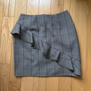 LF Love Brown and Grey Plaid Ruffle Skirt